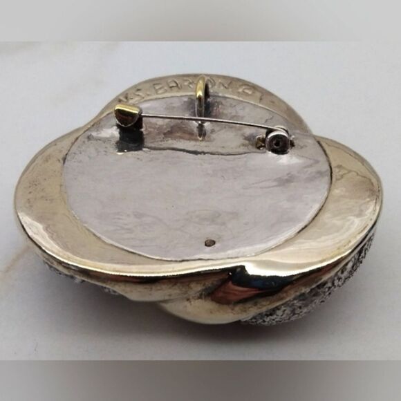 N.S Bar-On Brooch Pendant Gold Tone Silver Vintage Jewelry - Picture 12 of 16